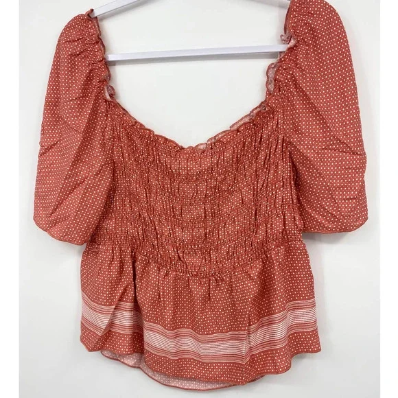 Urban Romantics Womens Off Shoulder Peasant Polka Dot Blouse NEW Small - Picture 10 of 10